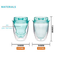OEM Gobelet à double paroi en plastique Tritan sans BPA avec griffe de chat mignon Tasses à café réutilisables pour filles