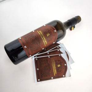 Embossed Wine Label Luxury Soft PU Leather with Rhinestone Custom Wine Label Sticker - Product Image 3