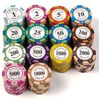 Günstige 500 Stück Casino Style Plaque Poker Chips Ton Weizen Ohren Chip Set mit Aluminium gehäuse