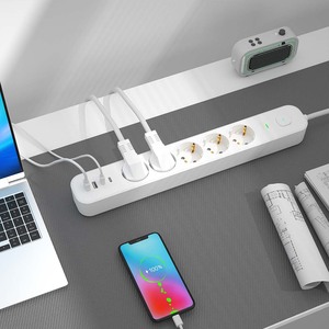 ช่องเสียบสายไฟ5AC EU พร้อ<span class=keywords><strong>ม</strong></span>พอร์ต USB 4พอร์ตป้องกันไฟกระชาก1.8<span class=keywords><strong>เมตร</strong></span> - Product Image 4