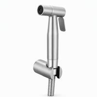 Set Bidet Genggam Warna Perak dari Baja Tahan Karat SUS304 untuk Air Dingin dengan Nozzle Semprot dan Kit Pembilas Jet