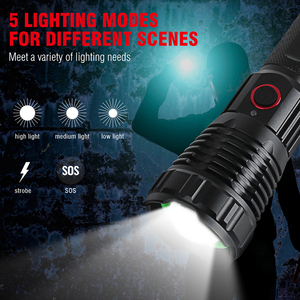 Đèn Pin LED Sáng Mạnh Nhất Đèn Pin Led Phóng To 5 Chế Độ Pin 18650 Hoặc 26650 Phạm Vi Ánh Sáng 2000M Đi Cắm Trại Săn Bắn - Product Image 2