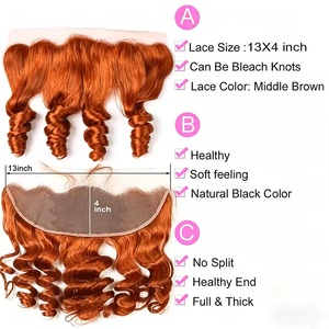 Extensioni di Capelli Umani Vergini Lisci Colore Arancione Zenzero Super Double Drawn 350 #   Coppa di <span class=keywords><strong>rame</strong></span> per macchina coloratrice, fasci a doppia trama, pizzo - Product Image 3