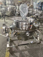 100 litres en acier inoxydable inclinable chauffage au gaz confiture de fruits sauces chili bouilloire de cuisson bouilloire à double paroi avec grattoir agitateur