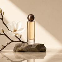 Flacon de parfum rond de luxe 30ml 50ml 100ml avec bouchon à bille, flacon de parfum vide en verre 15ml 20ml avec pulvérisateur, logo personnalisé