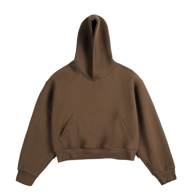Custom 400GSM Heavyweight Boxy Fit Hoodie American Streetwear Cropped Oversized Hooded Sweatshirt Unisex Solid Pullover