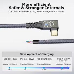 Tipo C 3.2 Gen 2x2 20Gbps maschio a femmina cavo di trasferimento ad angolo retto 4K/60Hz cavo adattatore USB C - Product Image 2
