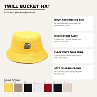 Cappello a secchiello in twill personalizzato OEM con patch tessuta e bordo cucito a più file, cappelli e berretti per uomo e donna, ordine all'ingrosso, logo personalizzato