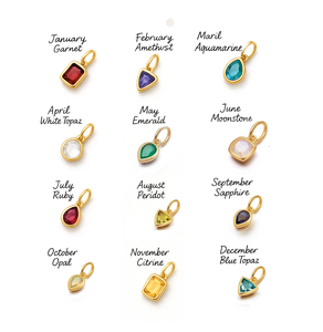 Hỗn hợp hình dạng Birthstone Mặt dây chuyền thiết lập | 18K PVD mạ vàng thép không gỉ | độc đáo 12 tháng đá quý quyến rũ Combo trong cắt khác nhau - Product Image 1