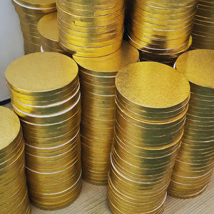 حامل كعك باكينواي ألواح قواعد كعك أسطوانية مستديرة ذهبية بالجملة ورق فضي دائري أبيض - Product Image 5