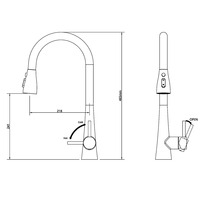 Robinet de cuisine monocommande chaud/froid en laiton sans plomb, extractible et rotatif, pour évier et douche de comptoir