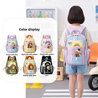Nouveau sac d'école pour enfants en tissu Oxford, motif dessin animé chat et tigre, petite pochette détachable, doublure en nylon respirant