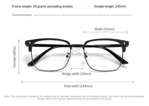 Lunettes Photochromiques Élégantes Demi-Monture à Verres Changeants de Couleur pour Hommes, Lunettes de Myopie Anti-Lumière Bleue, Monture Carrée Rétro pour Femmes - Product Image 6
