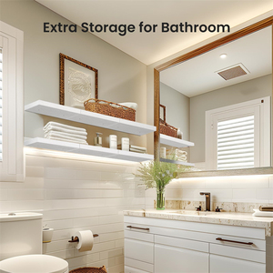 3PC 주방 장식 나무 코너 선반 직사각형 스토리지 랙 보이지 않는 브래킷과 흰색 벽 플로팅 선반 - Product Image 6