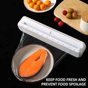 Dispensador de plástico film con cortador, soporte reutilizable para película adhesiva para platos y tazones de cocina, tamaño L, diseño minimalista - Product Image 6