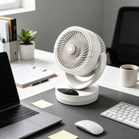 Ventilateur de bureau silencieux à télécommande avec brumisateur à cristaux de glace et plateau d'aromathérapie aux huiles essentielles pour l'étude