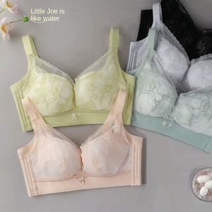 Reggiseno Push-Up Senza Ferretto in Seta di Gelso Sottile alla Moda, Regolabile, con Motivo Floreale, Morbido, Traspirante, per Seni Piccoli, con Logo in Pizzo Fine, 3/4 - Product Image 1
