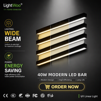 Barre lumineuse linéaire suspendue moderne Lightwoo 40W 4 pieds IP44 noire LED 6000K Ra90 pour éclairage commercial, bureaux, magasins, gymnases CB