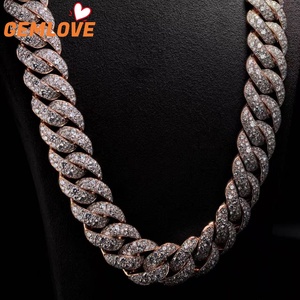 GEMLOVE Men's Rose Gold 14K Solid Gold Diamond <b>Statement</b> <b>Necklace</b> Round Brilliant Cut Channel Setting Luxury Jewelry - Product Image 1