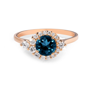 Anillo de compromiso de Plata de Ley 925 Wander London Blue Topaz O Ice Flower 8a Zircon Anillos Joyería Mujer - Product Image 4