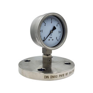 다이어프램-전체 스테인레스 스틸 다이얼 100mm <span class=keywords><strong>6bar</strong></span> 실린더 압력 게이지 하단 장착 씰 압력 게이지 - Product Image 1
