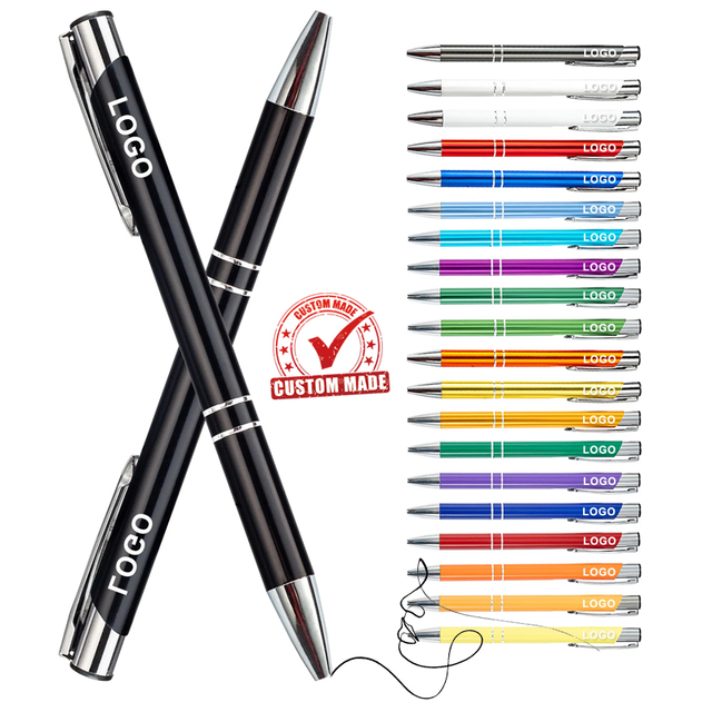 New Promotion Cheap Metal Ball Point Pens With Personalized Custom Laser Engraved Print Branded Logo Aluminum Ballpoint Gift Pen