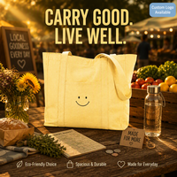 Sac fourre-tout en toile de coton recyclé, personnalisé avec logo de dessin animé, écologique, durable, sans BPA, non toxique, avec bouton, vente en gros