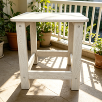 Table et chaises de jardin en plastique imitation bois pour extérieur en polystyrène, table d'appoint en HIPS