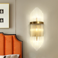 Applique murale LED de luxe moderne en acier inoxydable et cristal pour villa, maison et hôtel – Dorée