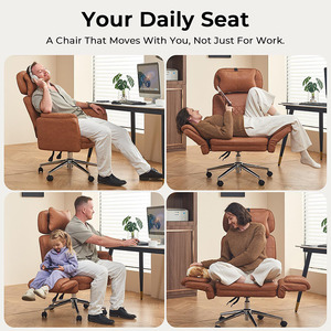 Vente directe usine Chaise de bureau de direction en cuir de luxe, pivotante et réglable en hauteur - Product Image 4