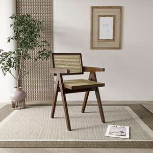 Silla de Comedor Moderna Nórdica de Madera Maciza con Respaldo de Ratán, Ligera, Duradera, Diseño en Forma de K, para Uso Comercial en Exteriores y Parques - Product Image 2