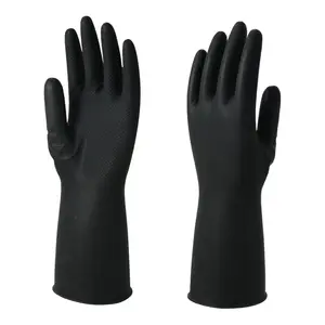 Factory Wholesale Customized Cleaning Black Rubber Gloves Industrial Long Sleeve Waterproof Latex Gloves Kitchen Rubber