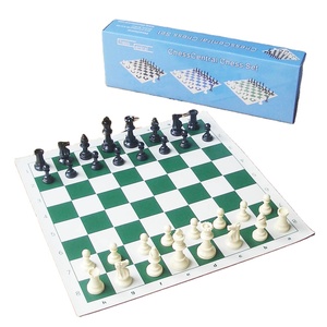 标准象棋游戏套装，国王高3.75英寸和20英寸x 20英寸乙烯基棋盘，彩色盒子 - Product Image 1