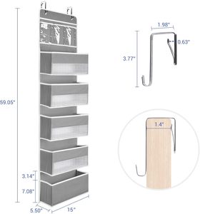 2 in 1 Wall Mount Over Door Hanging Clothing Organizer 5-<b>shelf</b> Eco-friendly Large Capacity Storage - Product Image 3