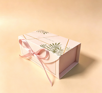 Boîte cadeau personnalisée en papier métallisé botanique avec ruban en satin, boîte d'emballage pour bonbons et chocolats pour mariage, souvenir de fête d'anniversaire