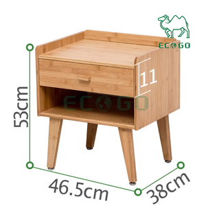 Table d'appoint élégante en bois pour chambre à coucher Table de chevet en bambou durable avec tiroir et étagère ouverte - Product Image 4
