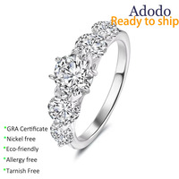 9 Adodo Bijoux Argent 925 Haute Qualité Brillant 5pcs Diamant Vvs1 D Couleur 2.6ct Moissanite Bague pour Femmes Cadeau de Mariage