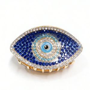 <span class=keywords><strong>Pince</strong></span> à cheveux œil de diable bleu en strass 9,5 cm, en métal, amulette turque porte-bonheur, cadeau, épingle à cheveux œil de diable, Ojo Turco - Product Image 3
