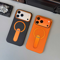 Coque de téléphone magnétique antichoc en texture PU pour iPhone 18 Pro Max avec béquille pliable intégrée et protection d'objectif photo grand format