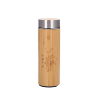 Botol Air Bambu Besar Ramah Lingkungan 2023 Desain Klasik Teknologi Vakum Stainless Steel Hadiah Bisnis untuk Berkemah