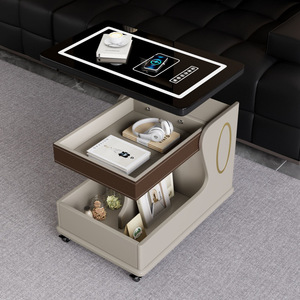 Nuovo stile moderno <span class=keywords><strong>soggiorno</strong></span> in <span class=keywords><strong>legno</strong></span> <span class=keywords><strong>massello</strong></span> quadrato ascensore tavolo da caffè portaoggetti mobile con ruote - Product Image 6