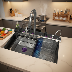Évier de cuisine simple en acier inoxydable SUS304 brossé <span class=keywords><strong>avec</strong></span> robinet - Product Image 3