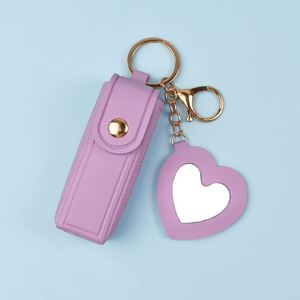 Nuevo y Popular Estuche para Lápiz Labial con Espejo de Maquillaje, Porta Brillo Labial, Llavero de Cuero PU, Porta Bálsamo Labial - Product Image 5