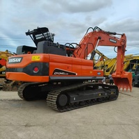 Excavatrice sur chenilles Doosan DX340 d'occasion, modèle DX340LC, 34 tonnes, hydraulique, faible nombre d'heures de travail, pour l'exploitation minière et les travaux de terrassement.
