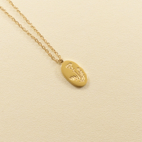 Perhiasan ulang tahun kalung bunga lahir wanita, Kalung emas tanda zodiak bahan baja tahan karat tidak beraturan Oval berukiran nama bunga