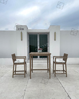 Table de bistrot en teck massif 2 places, pour intérieur/extérieur, balcon, café, mobilier résistant à l'eau, durable, taille personnalisée, vente en gros