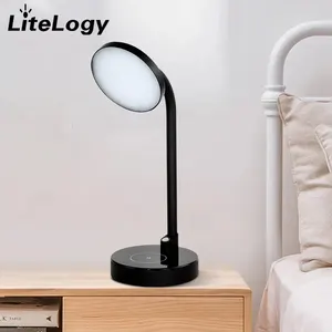 Lámpara de mesita de noche LED de cabeza redonda, Base de aluminio negra, resistente al agua IP54, decoración nórdica para el hogar