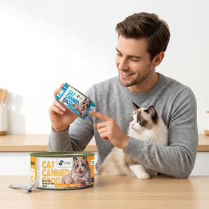 Alimento Húmedo Premium para Gatos con Alto Contenido de Proteínas, ODM/OEM, Alimento Enlatado Personalizado para Mascotas con Alto Valor Nutricional, Sabores a Pollo/Salmón/Bacalao/Tuna - Product Image 1