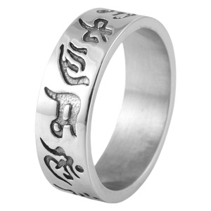 yunnique <b>Titanium</b> Steel <b>Ring</b> With Six Character Mantra Unisex Fashion Jewelry Gift - Product Image 4