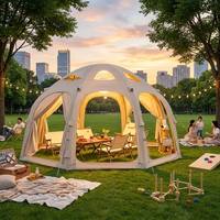 Tente Cabine Meisu à Gonflage Rapide, Double Couche, Quatre Saisons, Deux Chambres, en Mélange de Coton, 5m 6m, avec Sol en PVC pour Famille en Extérieur